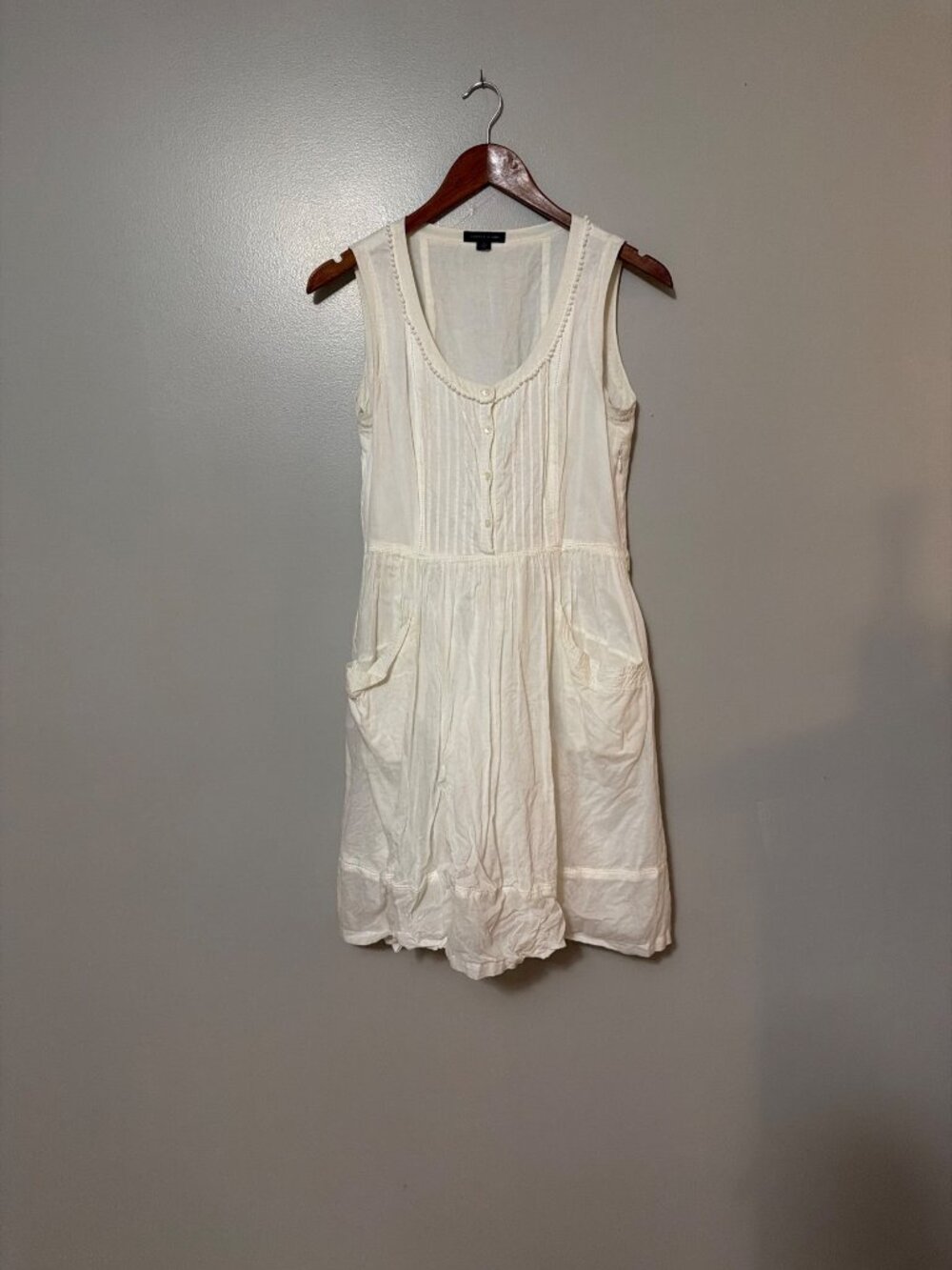 Sleeveless White Cotton Dress By Tommy Hilfiger‎ Size 4 sundress cottage apron